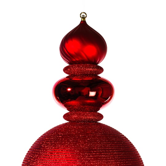 Vickerman 62" Red Shiny, Matte & Glitter Finishes Finial Ornament